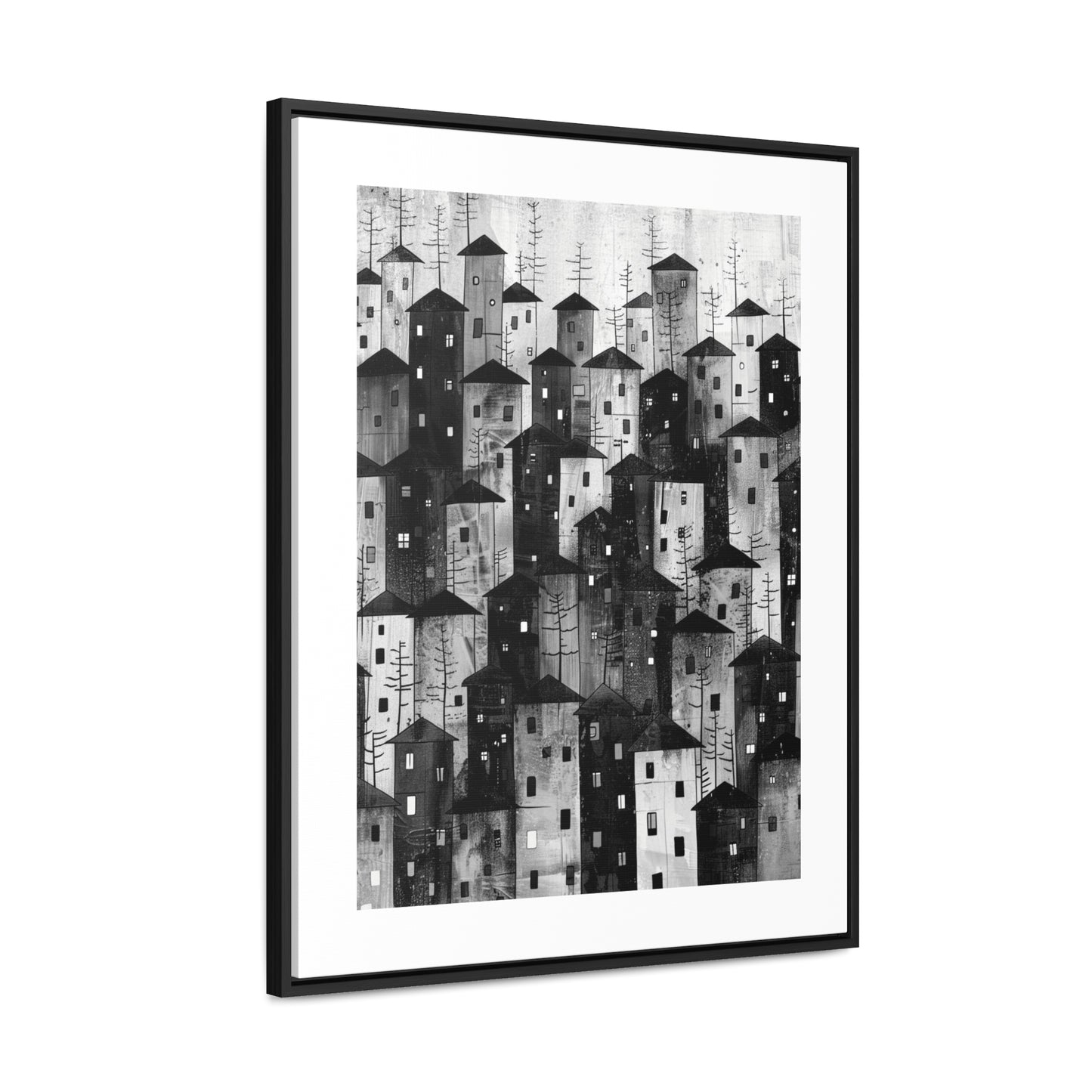 City of Inner Heights - Framed Canvas b&w Wall Art