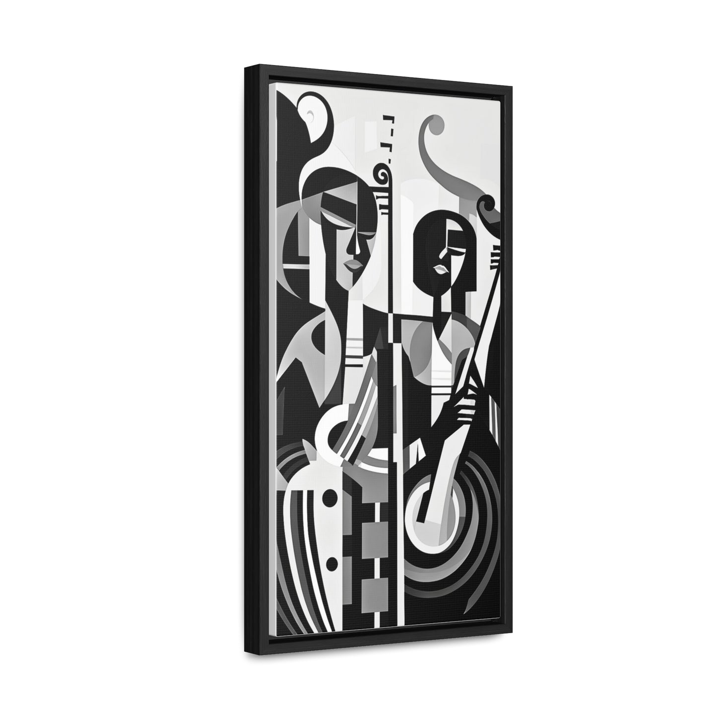 The Melodic Duo - Framed Canvas b&w Wall Art