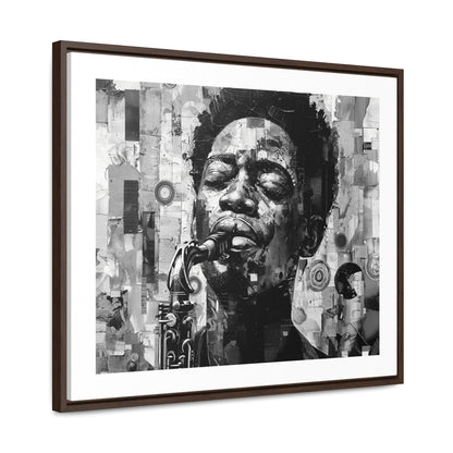 Soul of the Sax - Framed Canvas b&w Wall Art