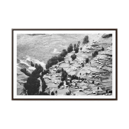 The Simien Mountain Village - Framed Canvas b&w Photography