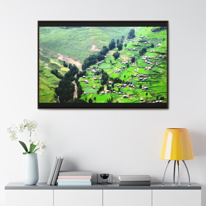 The Simien Mountain Village - Framed Canvas Photography