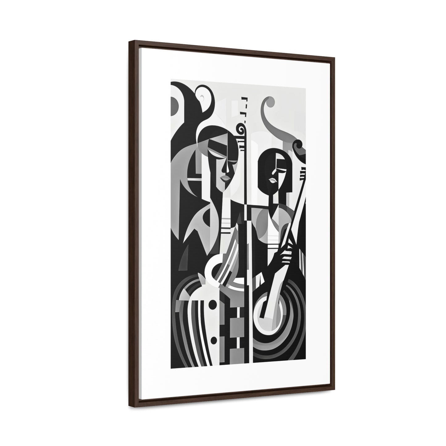 The Melodic Duo - Framed Canvas b&w Wall Art
