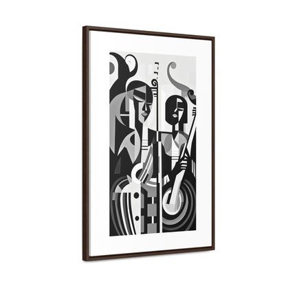 The Melodic Duo - Framed Canvas b&w Wall Art