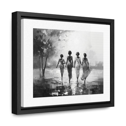 Sunlit Stroll - Framed Canvas b&w Wall Art