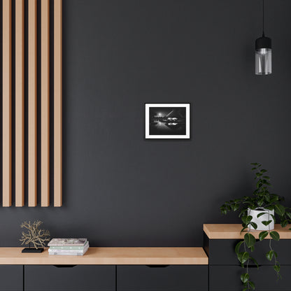 Moonlit Serenity - Framed Canvas b&w Wall Art