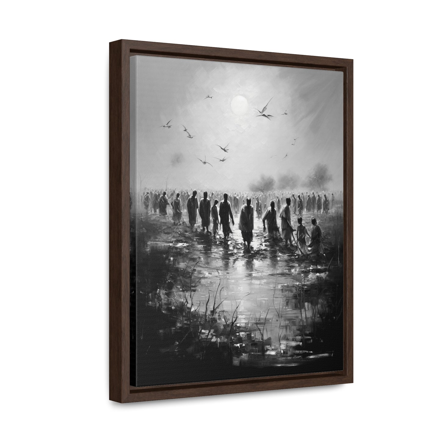 Exodus - Framed Canvas b&w Wall Art