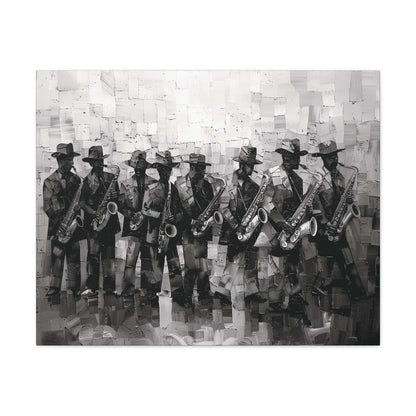 Sax Clan Harmony - Canvas b&w Wall Art