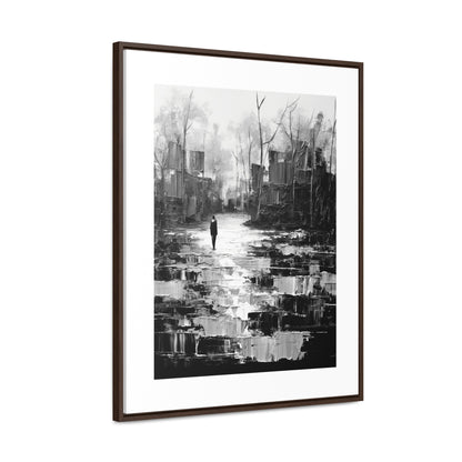 Solitude's Wisdom - Framed Canvas b&w Wall Art