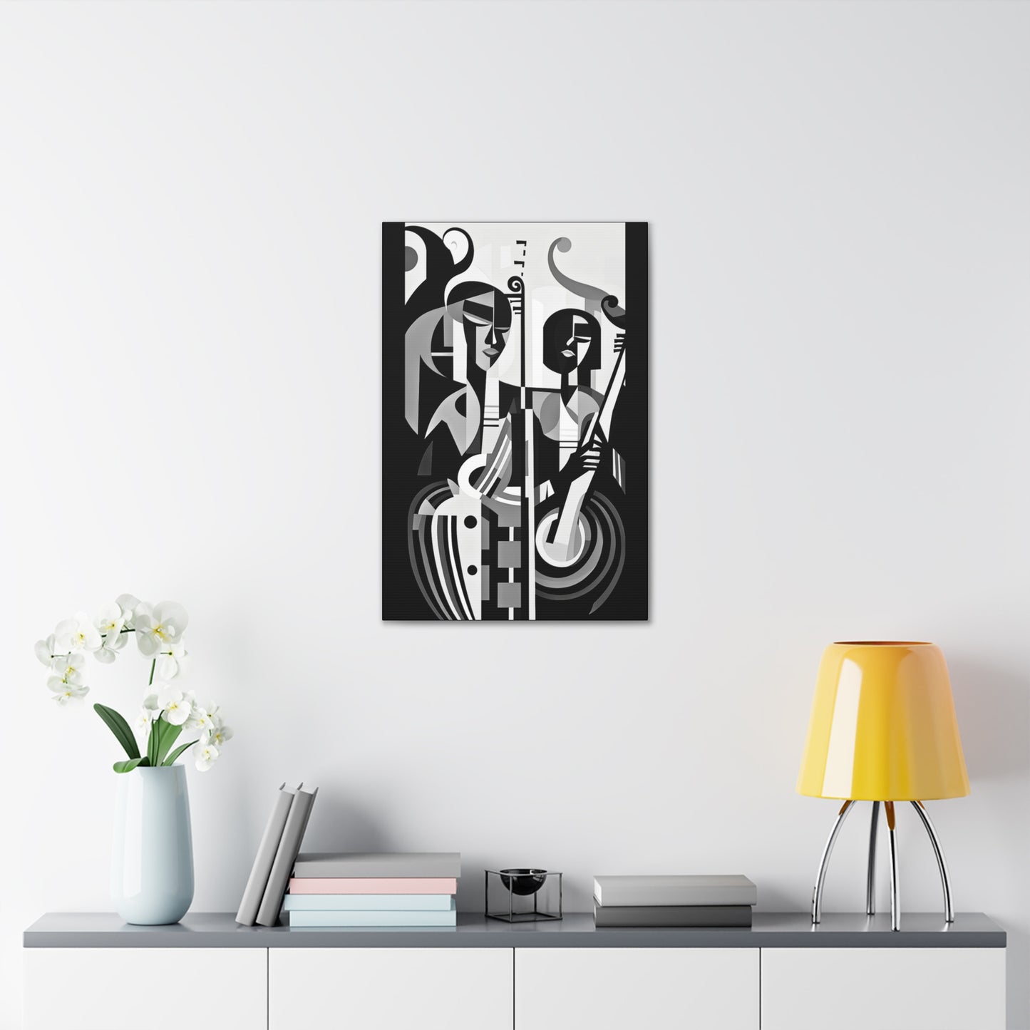 The Melodic Duo - Canvas b&w Wall Art