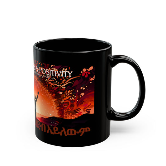 Woman Dreams Ceramic Mug, black