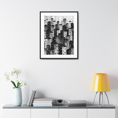 City of Inner Heights - Framed Canvas b&w Wall Art
