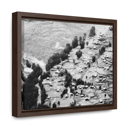 The Simien Mountain Village - Framed Canvas b&w Photography