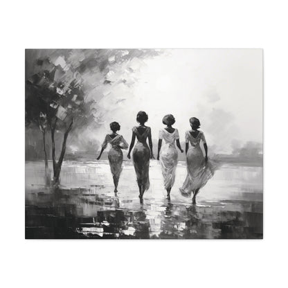 Sunlit Stroll - Canvas b&w Wall Art