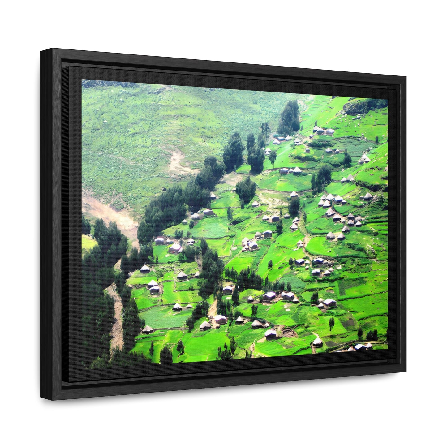 The Simien Mountain Village - Framed Canvas Photography