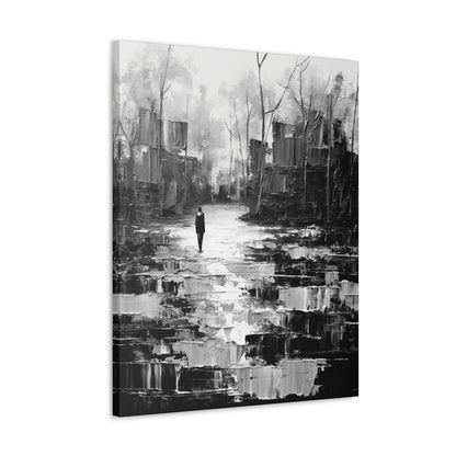 Solitude's Wisdom - Canvas b&w Wall Art