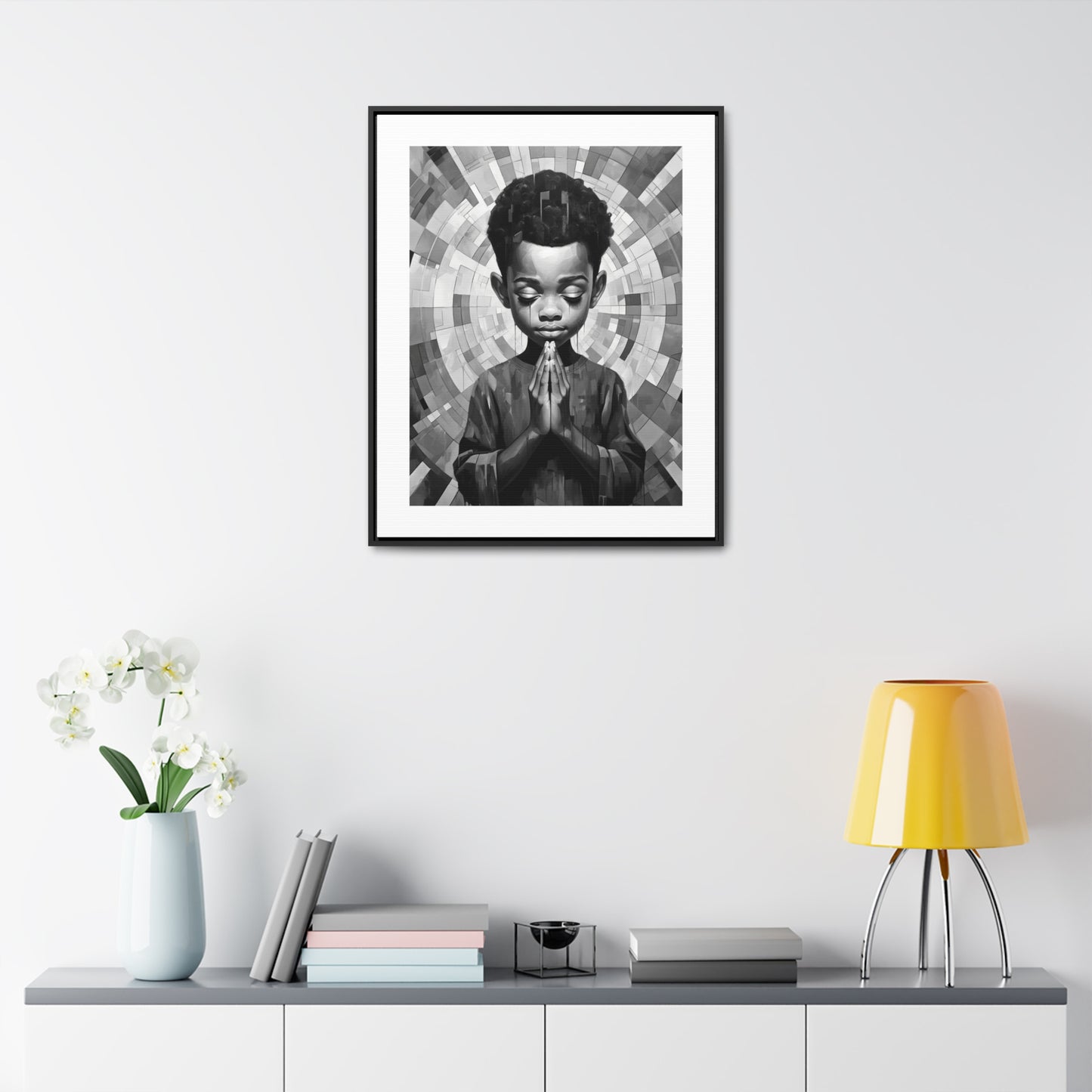 Radiance of Grace - Framed Canvas b&w Wall Art