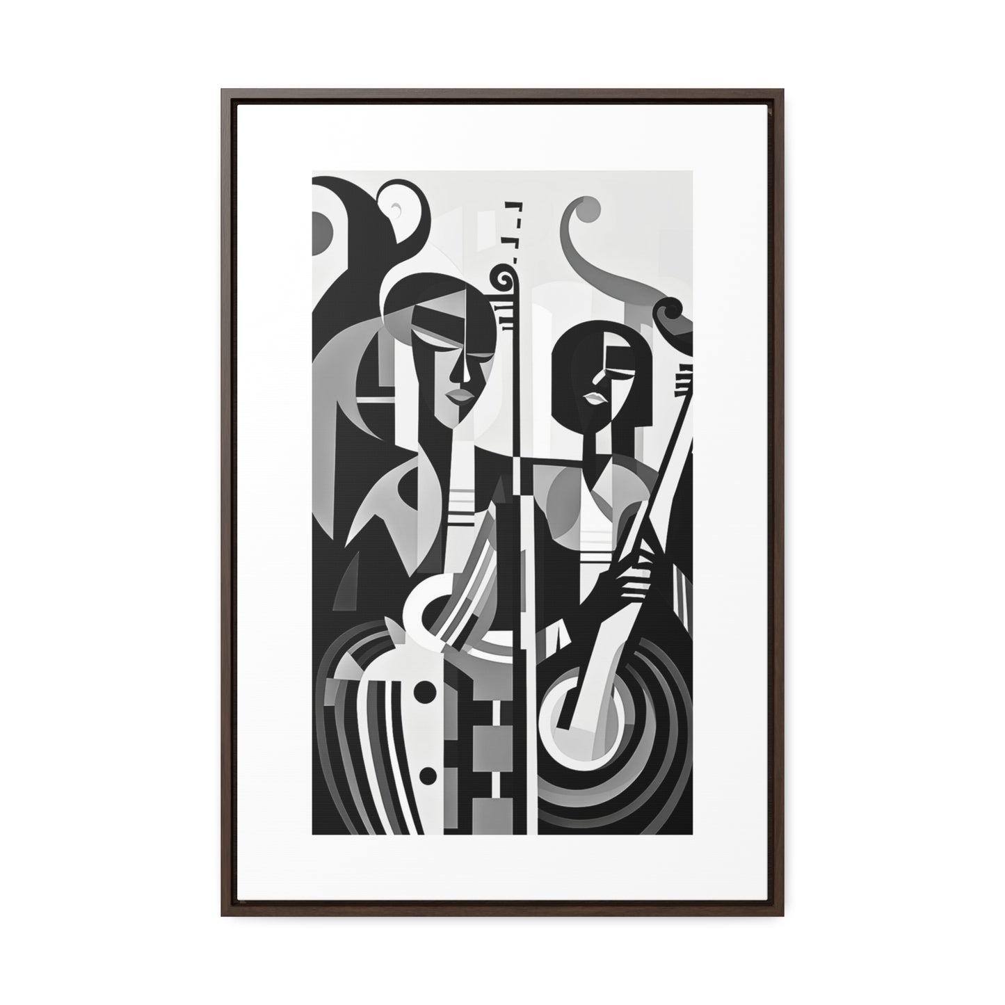 The Melodic Duo - Framed Canvas b&w Wall Art