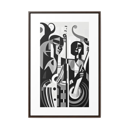 The Melodic Duo - Framed Canvas b&w Wall Art