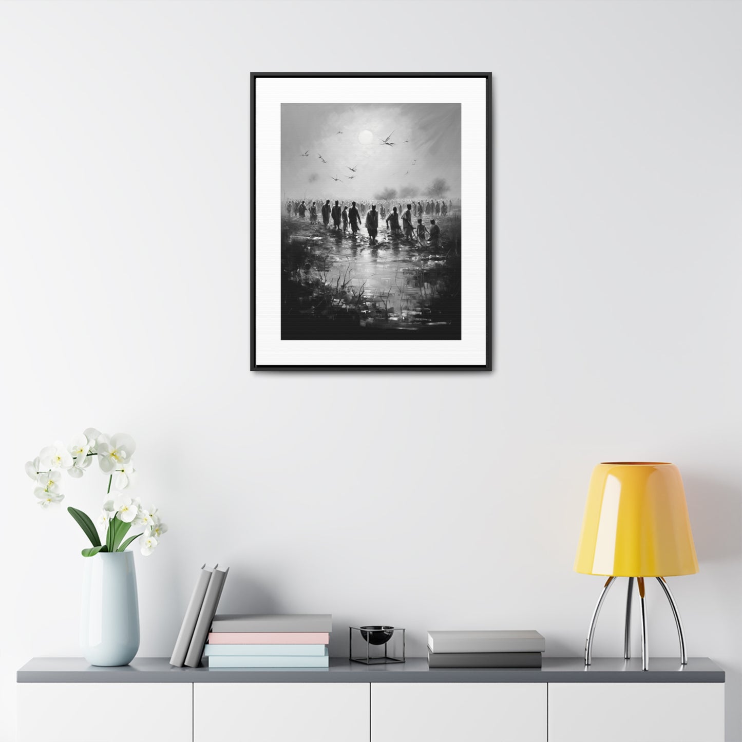 Exodus - Framed Canvas b&w Wall Art