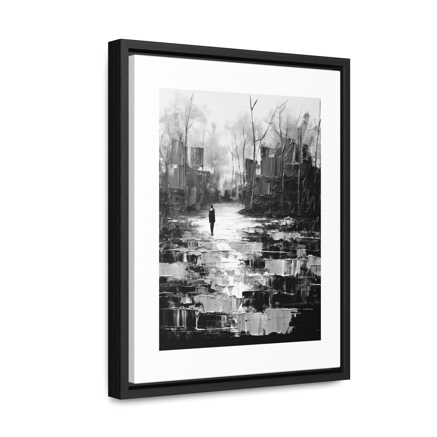 Solitude's Wisdom - Framed Canvas b&w Wall Art