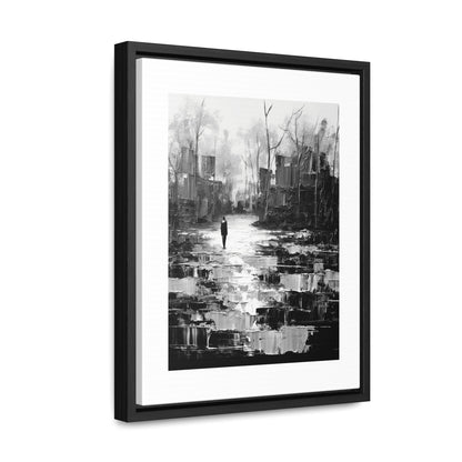 Solitude's Wisdom - Framed Canvas b&w Wall Art