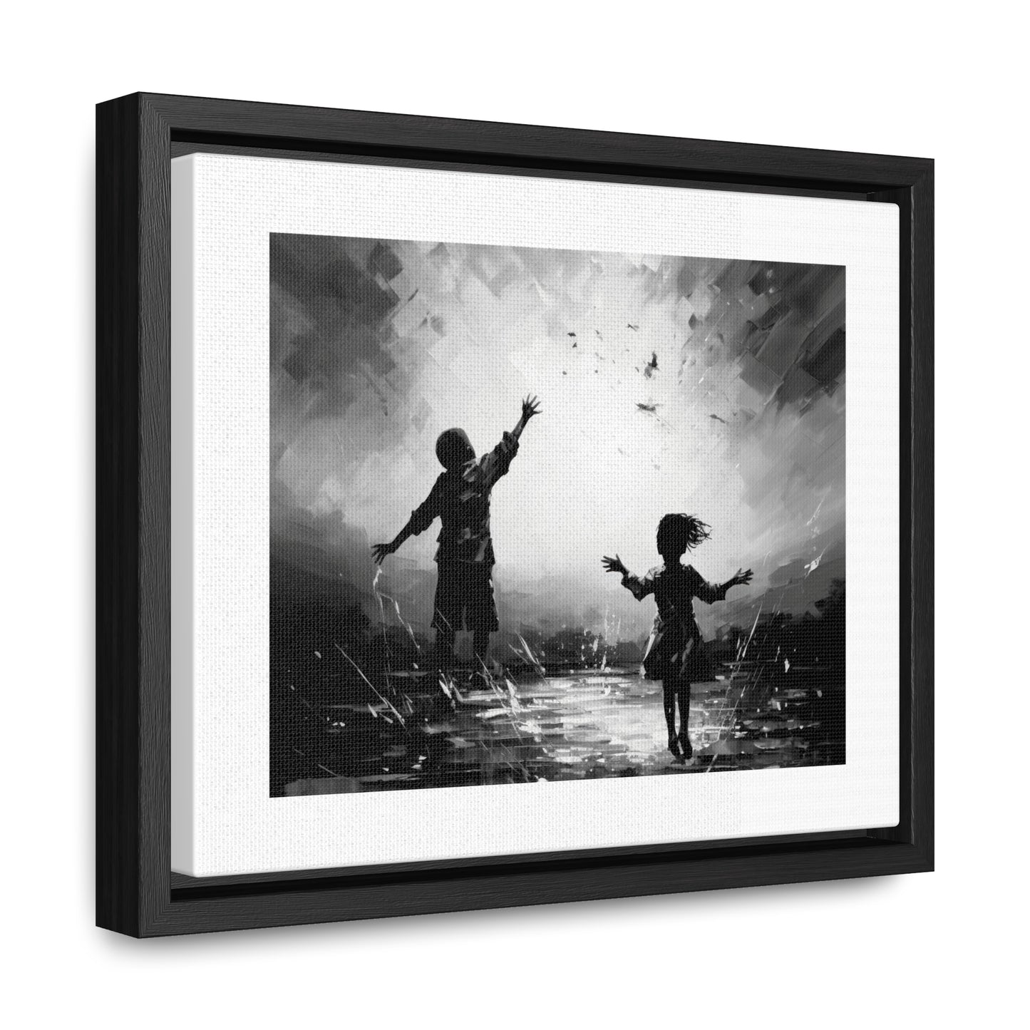 Playing with Light - Framed Canvas b&w Wall Art