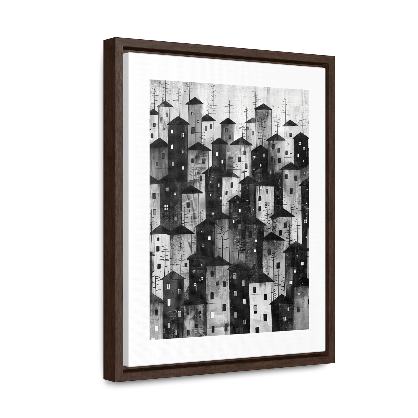 City of Inner Heights - Framed Canvas b&w Wall Art