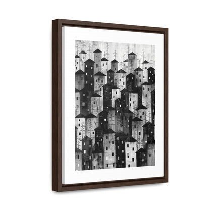 City of Inner Heights - Framed Canvas b&w Wall Art
