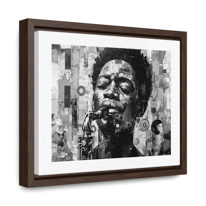 Soul of the Sax - Framed Canvas b&w Wall Art