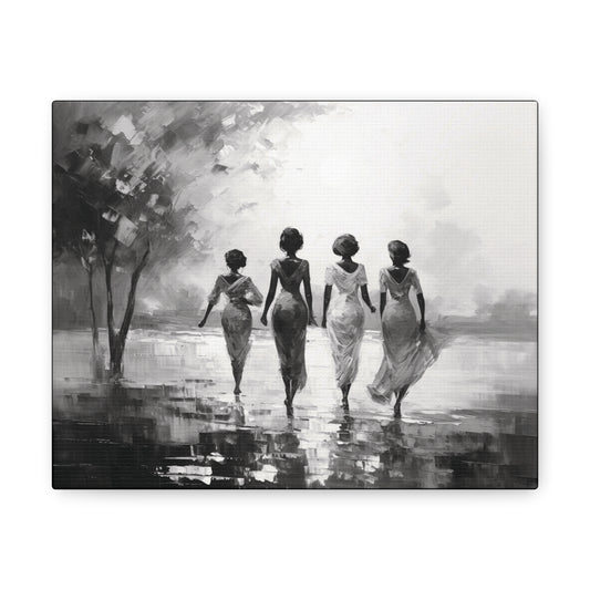 Sunlit Stroll - Canvas b&w Wall Art