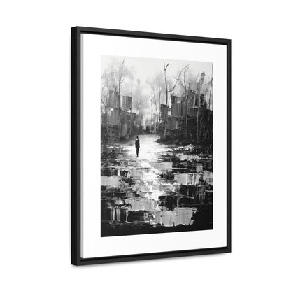 Solitude's Wisdom - Framed Canvas b&w Wall Art