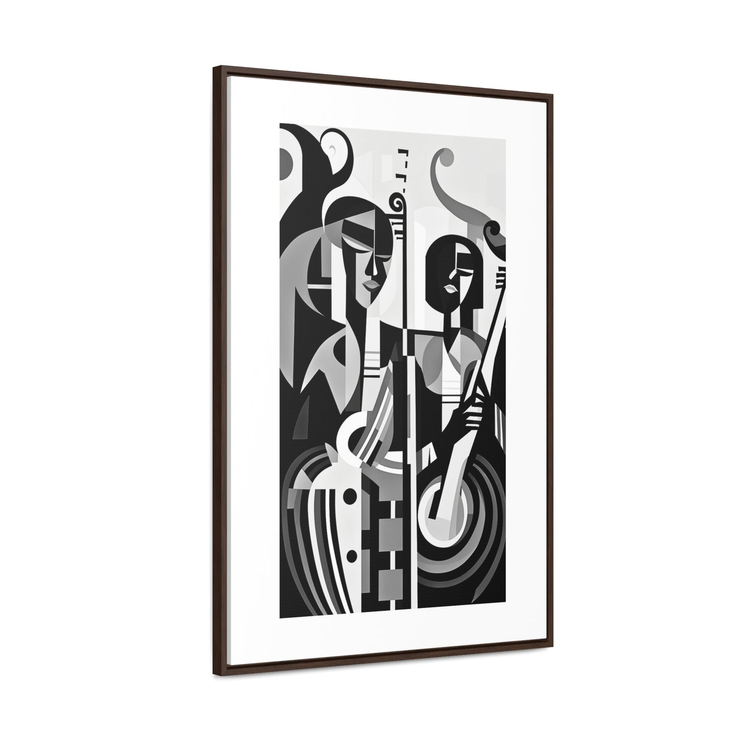 The Melodic Duo - Framed Canvas b&w Wall Art