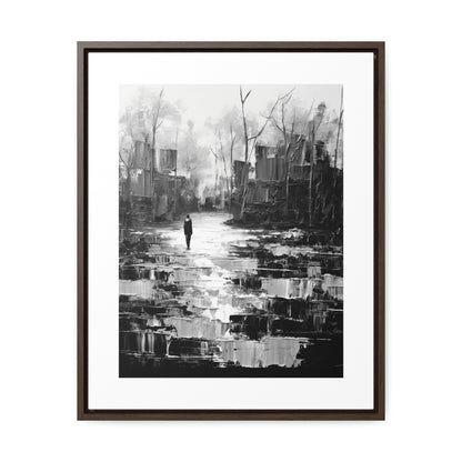 Solitude's Wisdom - Framed Canvas b&w Wall Art