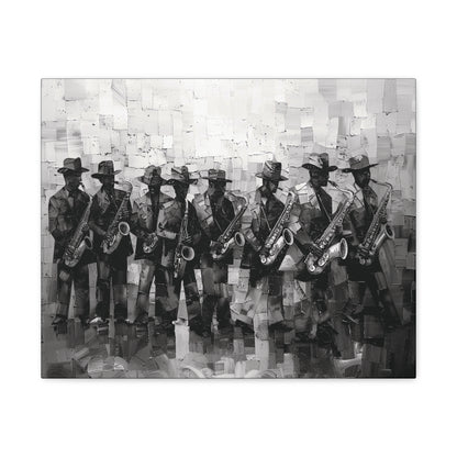 Sax Clan Harmony - Canvas b&w Wall Art