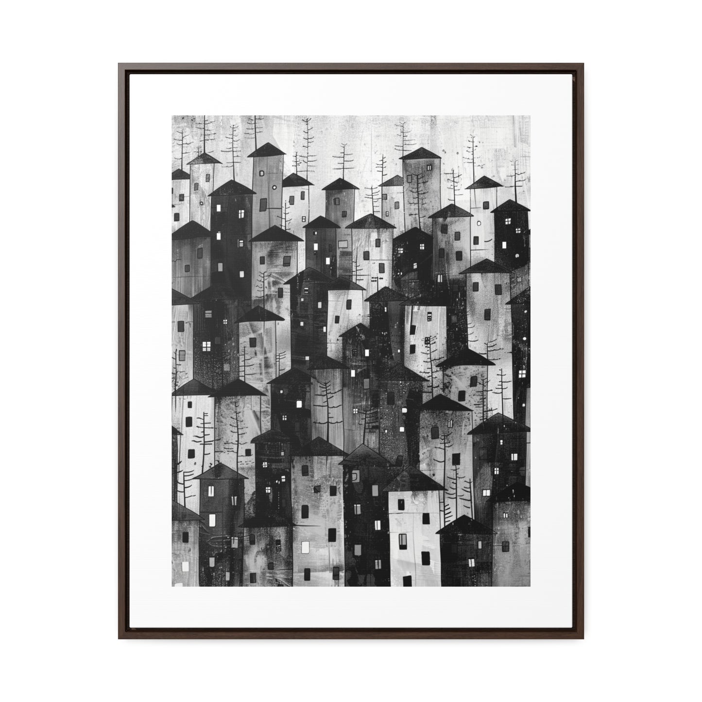 City of Inner Heights - Framed Canvas b&w Wall Art