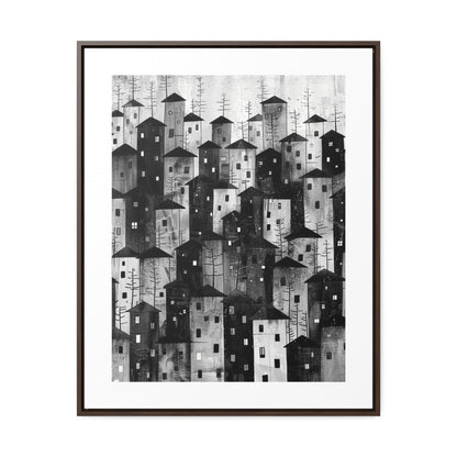 City of Inner Heights - Framed Canvas b&w Wall Art