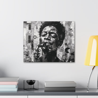 Soul of the Sax - Canvas b&w Wall Art