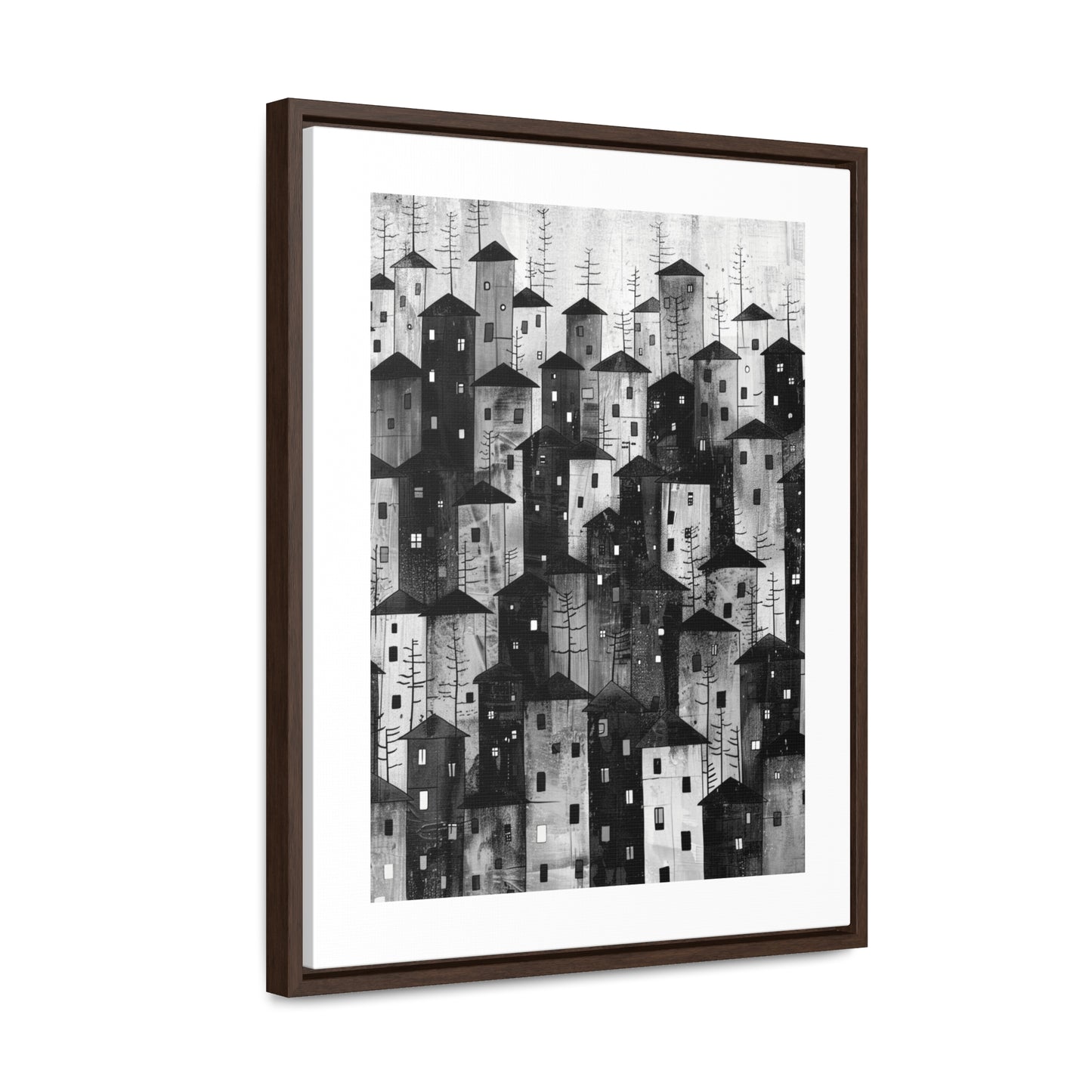 City of Inner Heights - Framed Canvas b&w Wall Art