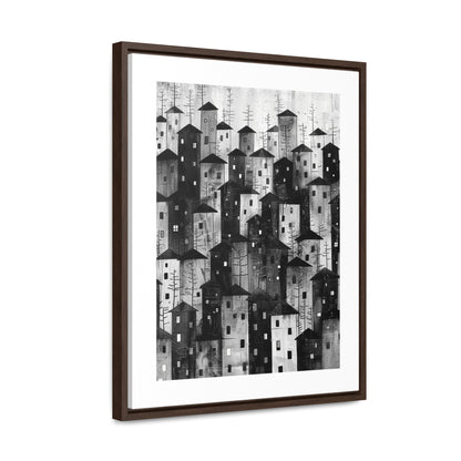 City of Inner Heights - Framed Canvas b&w Wall Art