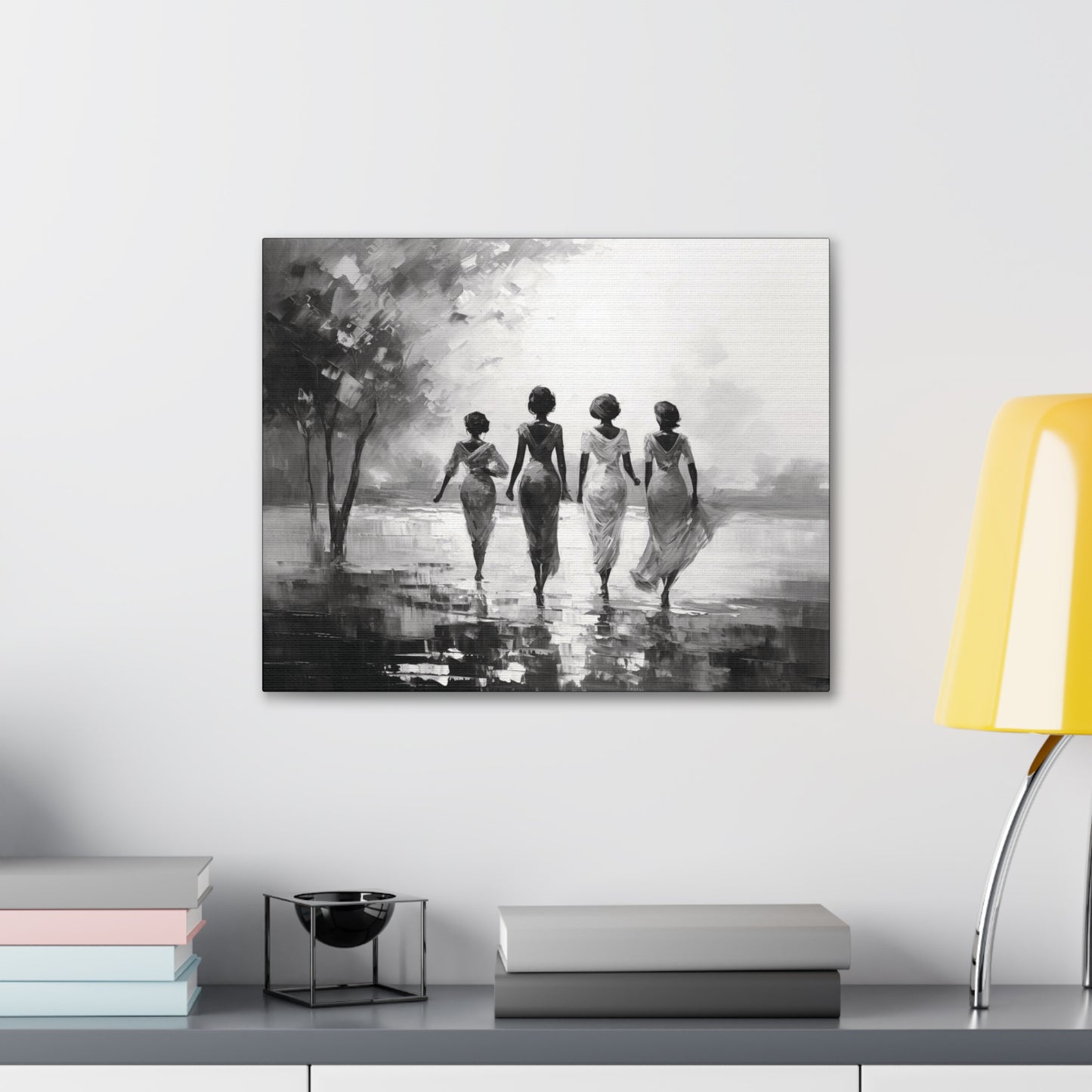 Sunlit Stroll - Canvas b&w Wall Art