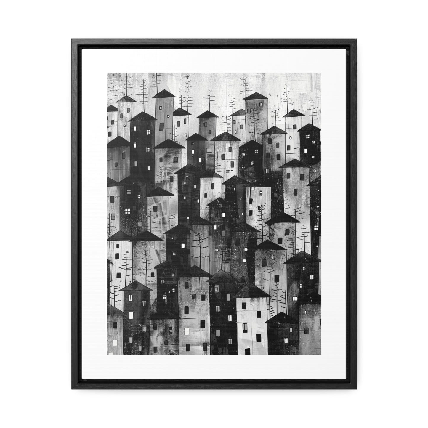 City of Inner Heights - Framed Canvas b&w Wall Art