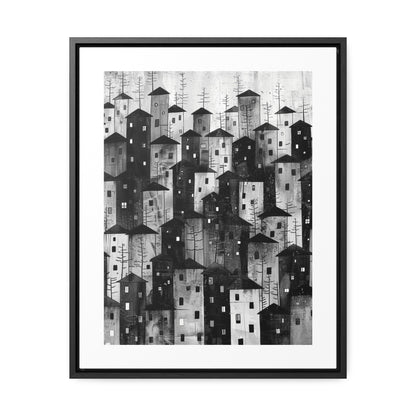 City of Inner Heights - Framed Canvas b&w Wall Art