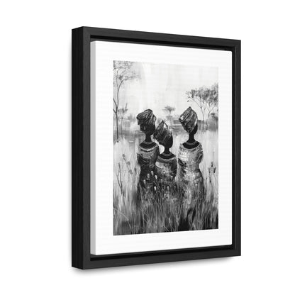 Sisters of the Savannah - Framed Canvas b&w Wall Art