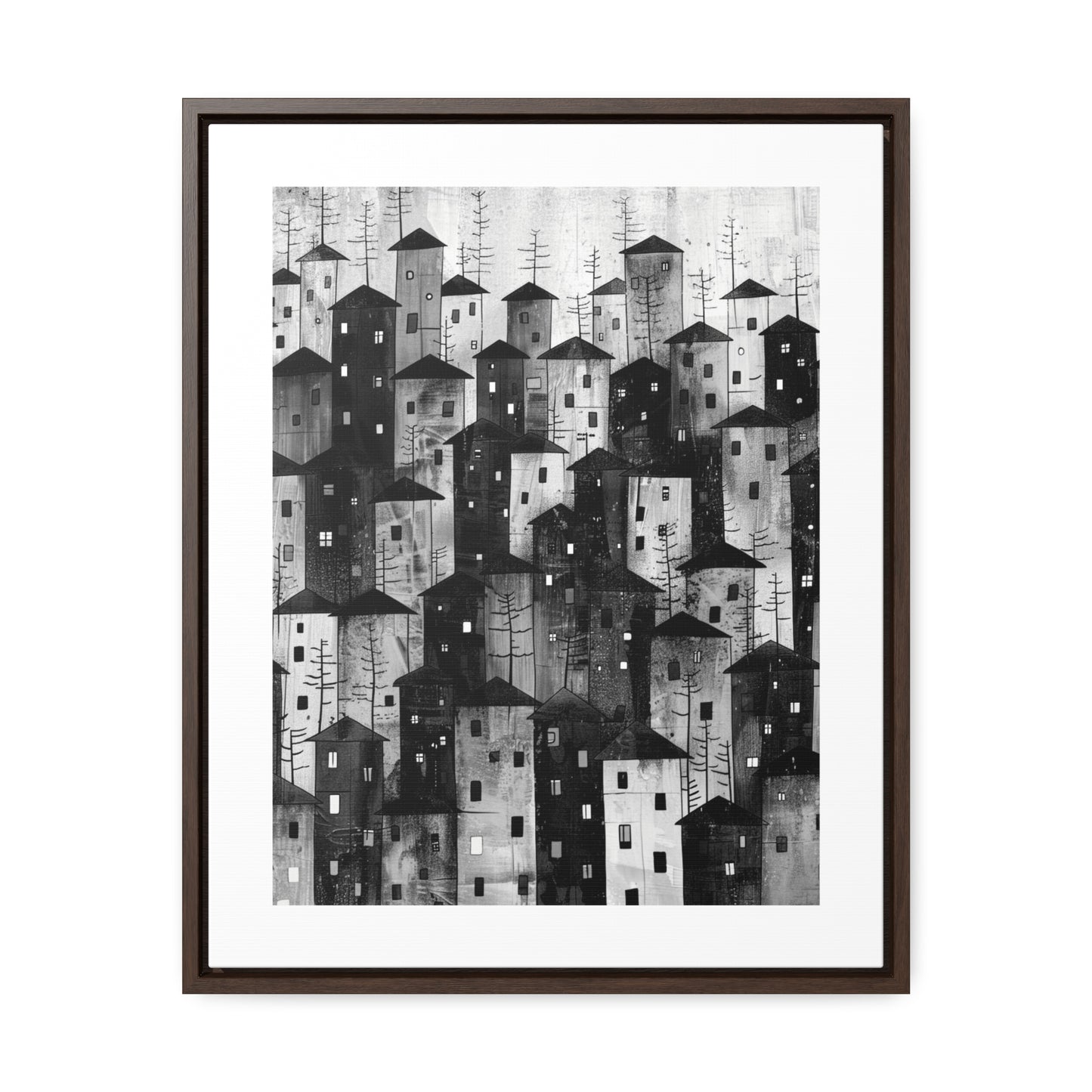 City of Inner Heights - Framed Canvas b&w Wall Art