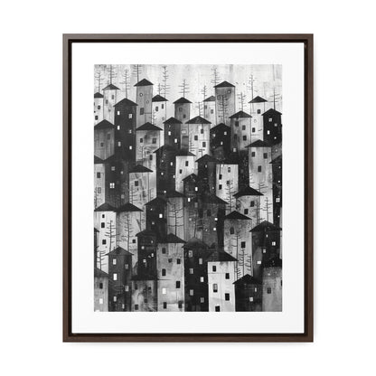 City of Inner Heights - Framed Canvas b&w Wall Art