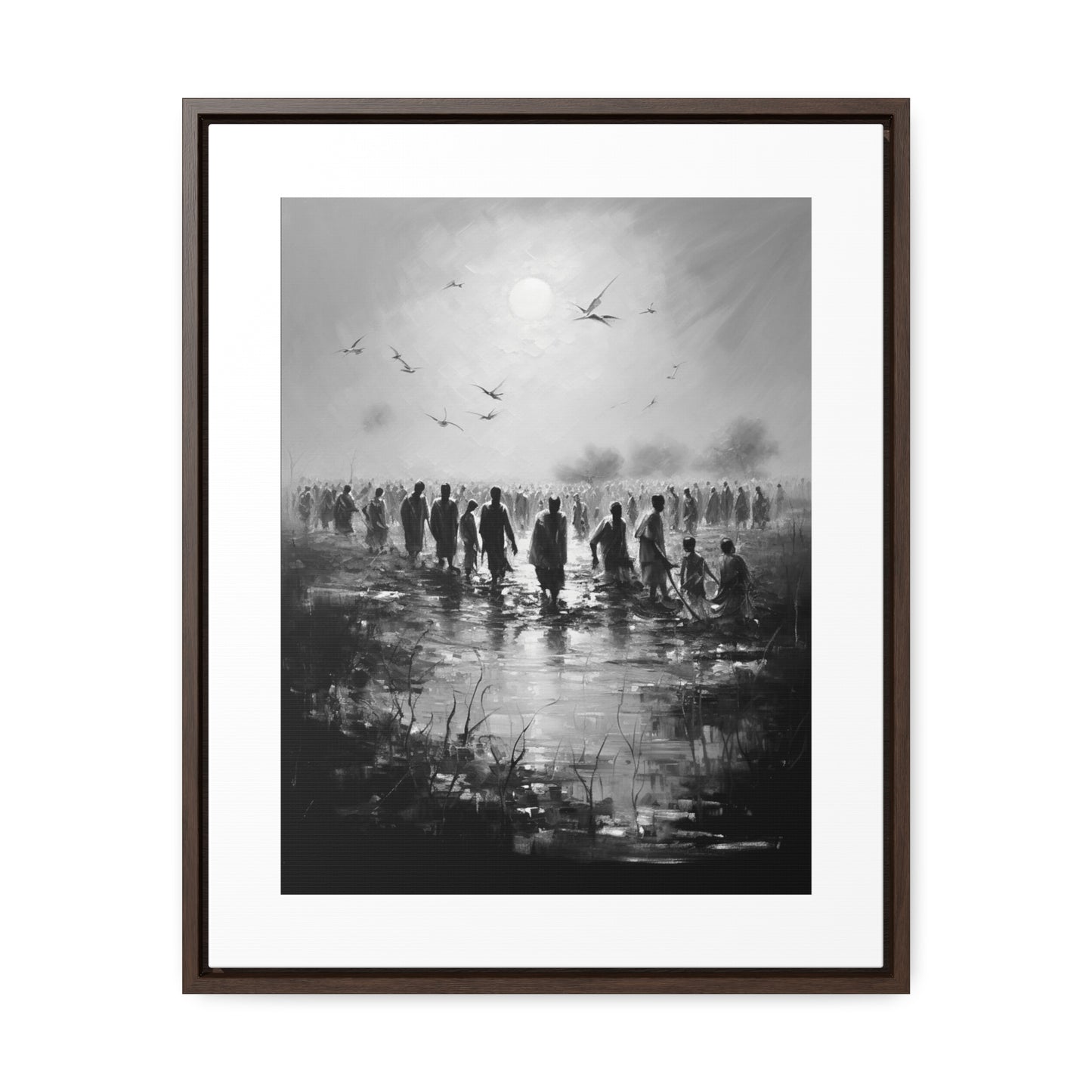 Exodus - Framed Canvas b&w Wall Art