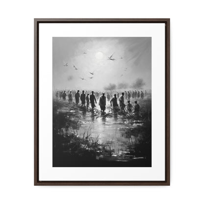 Exodus - Framed Canvas b&w Wall Art