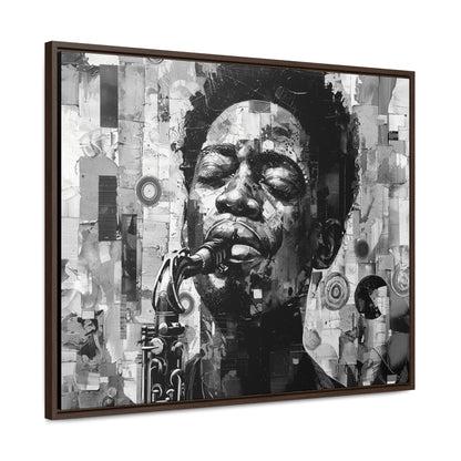 Soul of the Sax - Framed Canvas b&w Wall Art