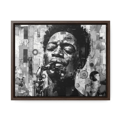 Soul of the Sax - Framed Canvas b&w Wall Art