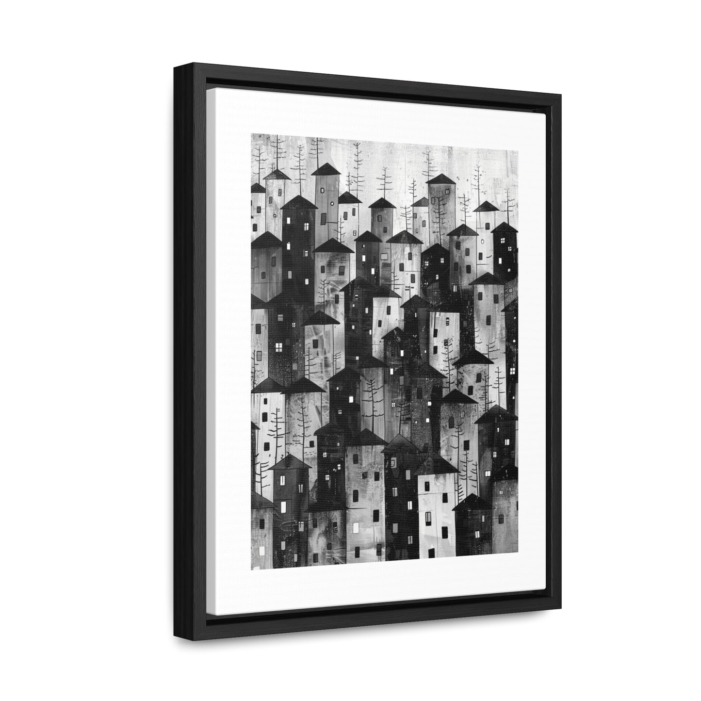 City of Inner Heights - Framed Canvas b&w Wall Art
